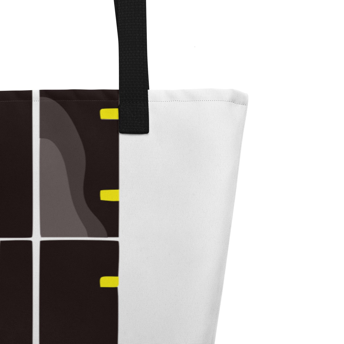 Tote bag with geometric design on a white background