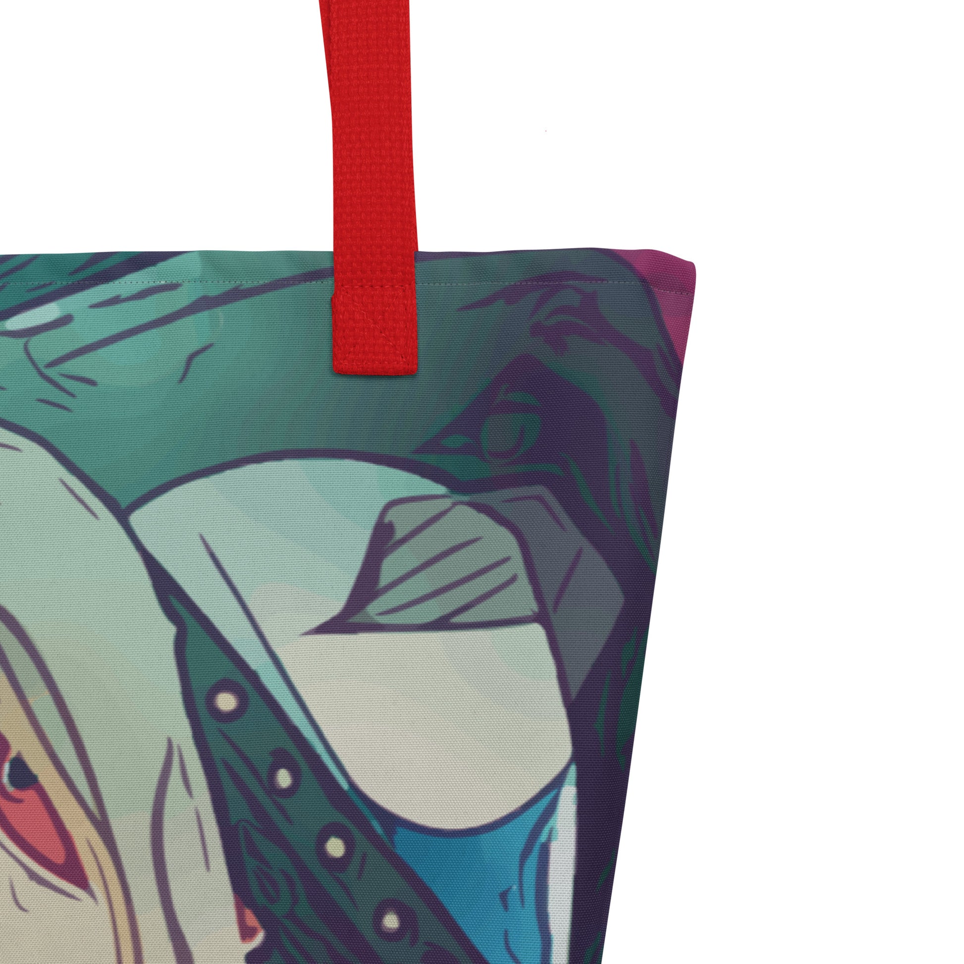 Colorful bag with a character design on a white background