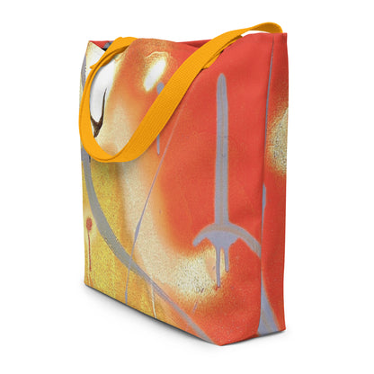 Tote bag with a colorful design on a white background