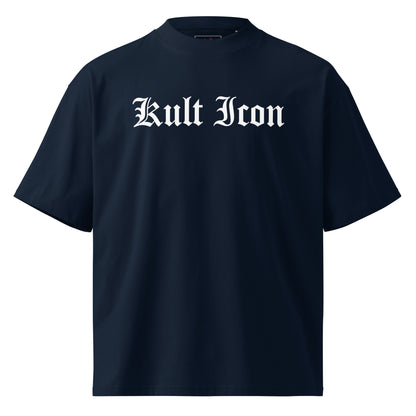 Black t-shirt with 'Kult Icon' text on a white background