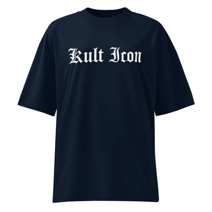 Black t-shirt with 'Kult Icon' text on a white background
