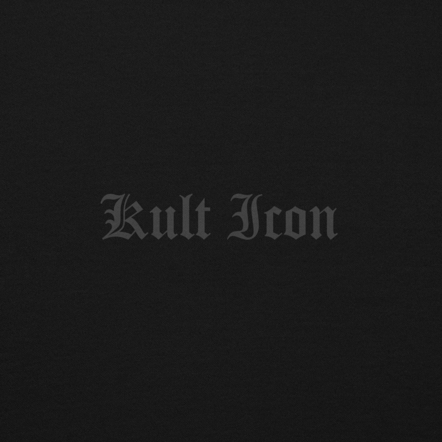 Text 'Kult Icon' in a gothic font on a black background