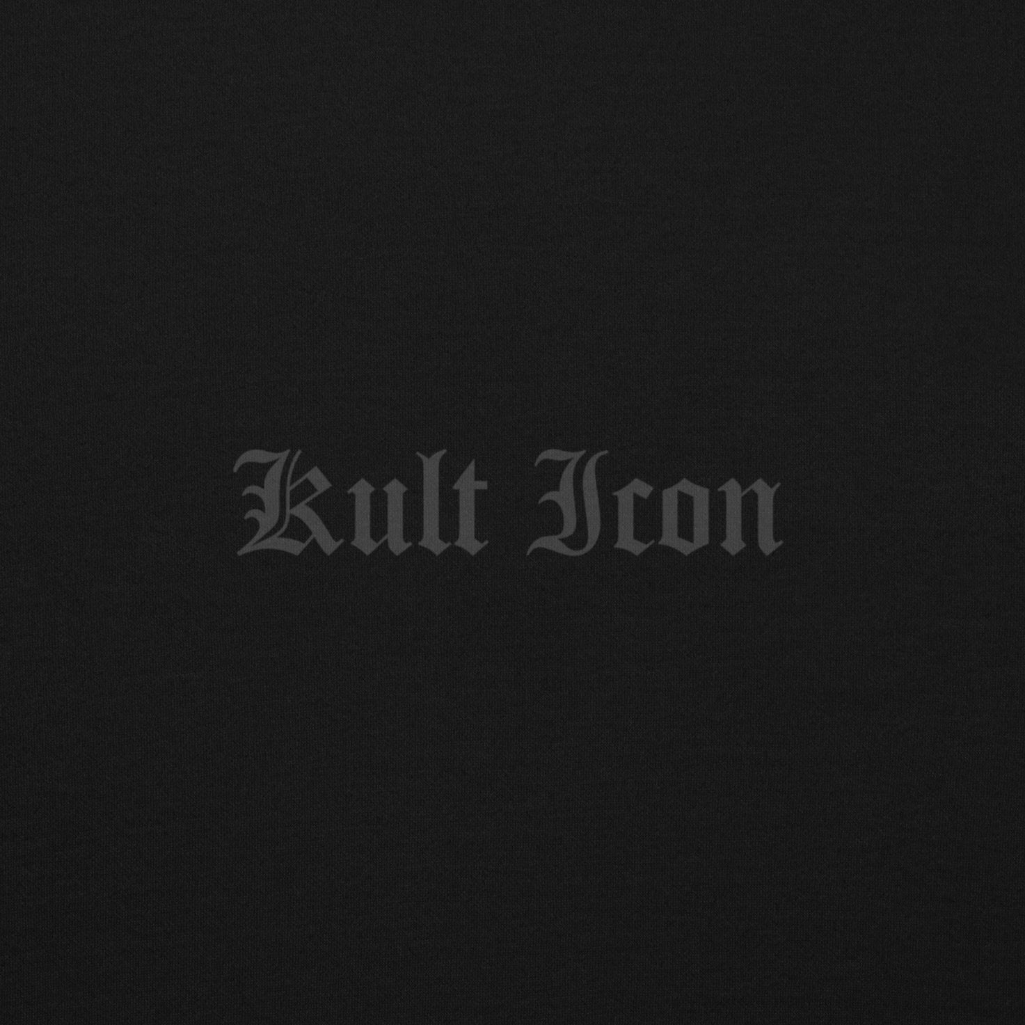 Text 'Kult Icon' in a gothic font on a black background
