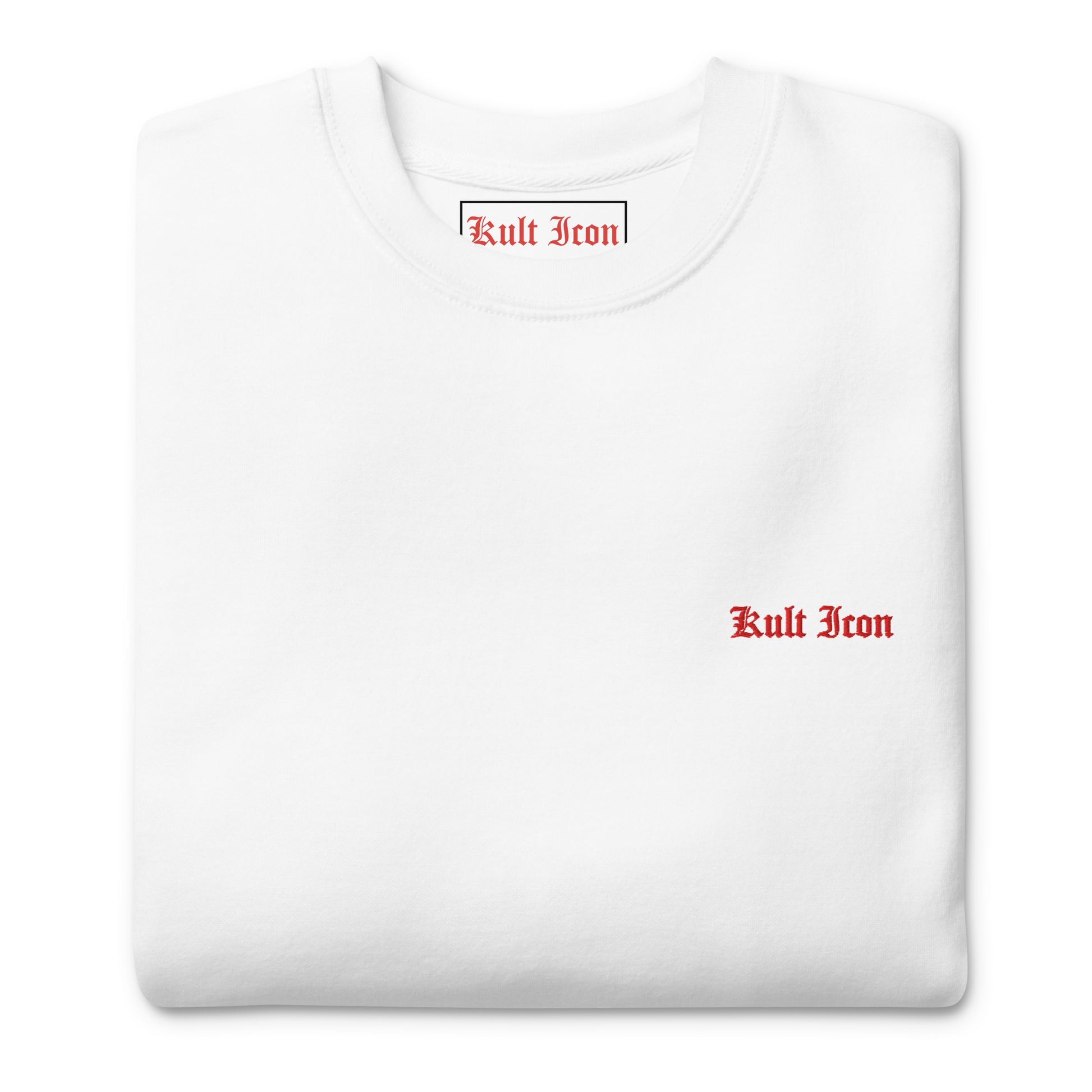 White t-shirt with 'Kult Iron' logo on a white background