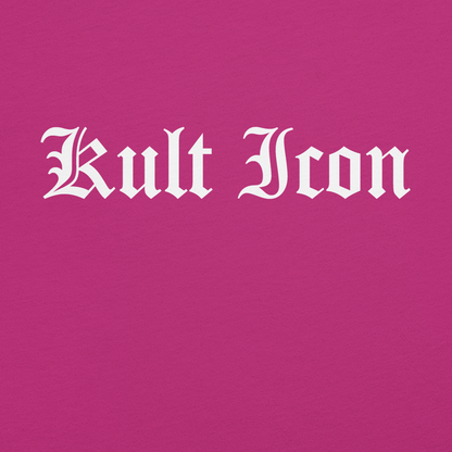 Text 'Kult Icon' in white on a pink background