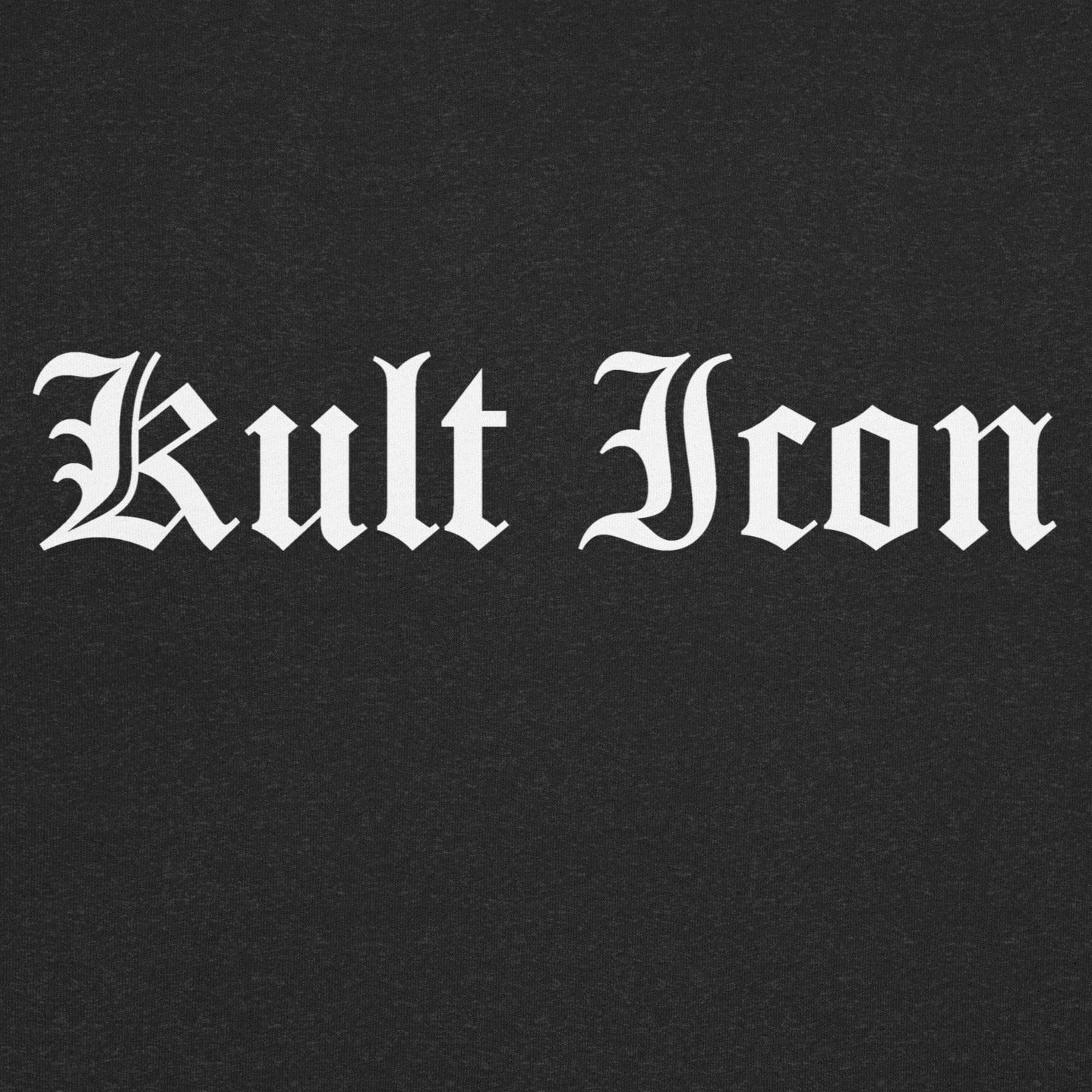 Black background with 'Kult Icon' text in white gothic font