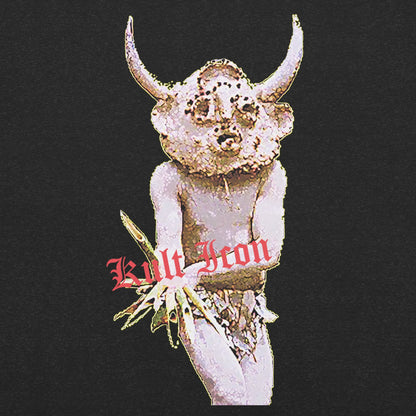 Decorative item with a bull head and 'Bull Icon' text on a black background