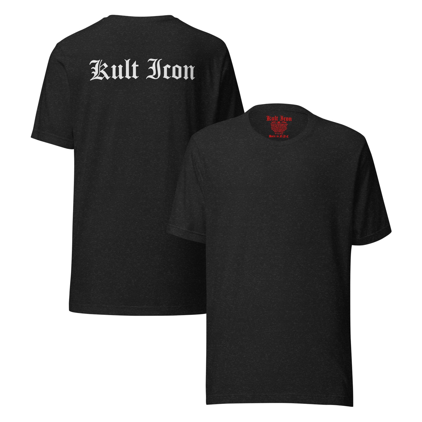 Black t-shirt with 'Kult Iron' branding on a white background