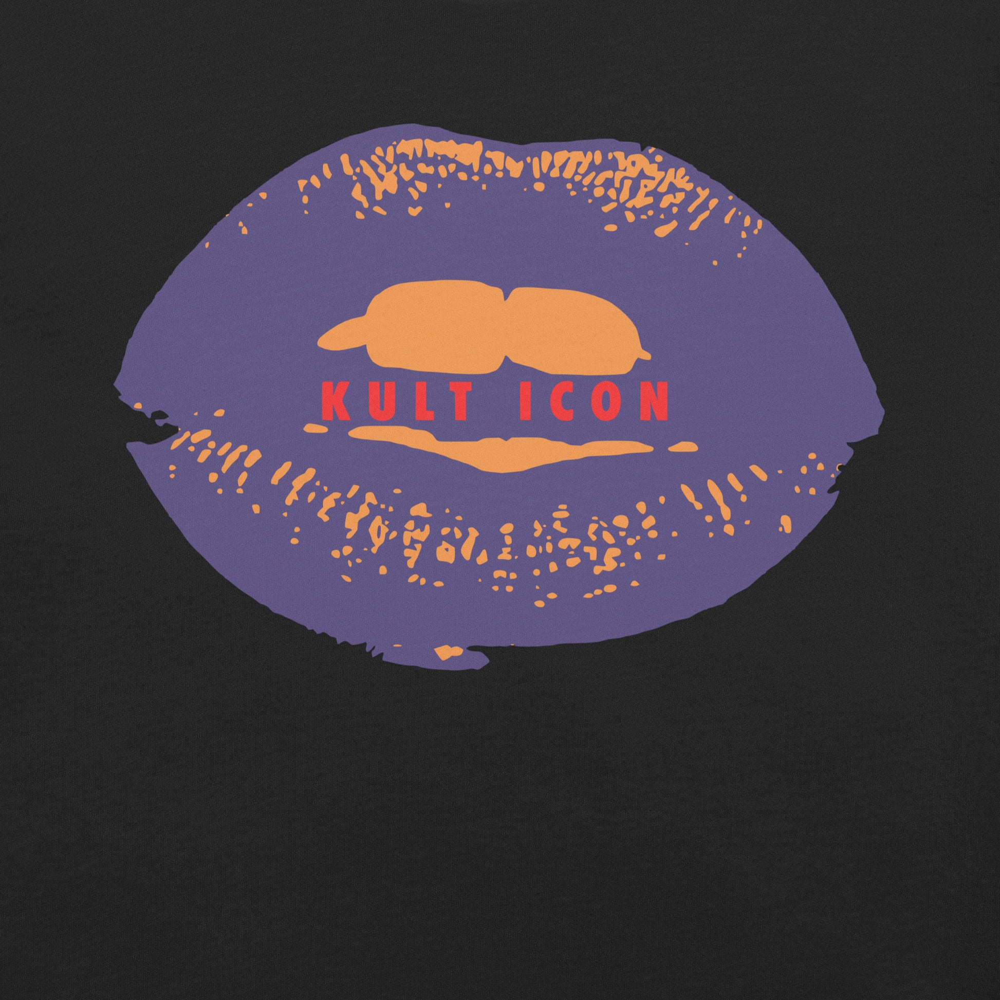 Lipstick with purple shade and 'Kult Icon' text on a black background