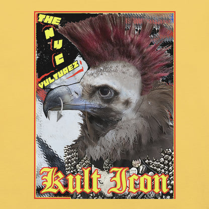 Album cover with a vulture and text on a yellow background